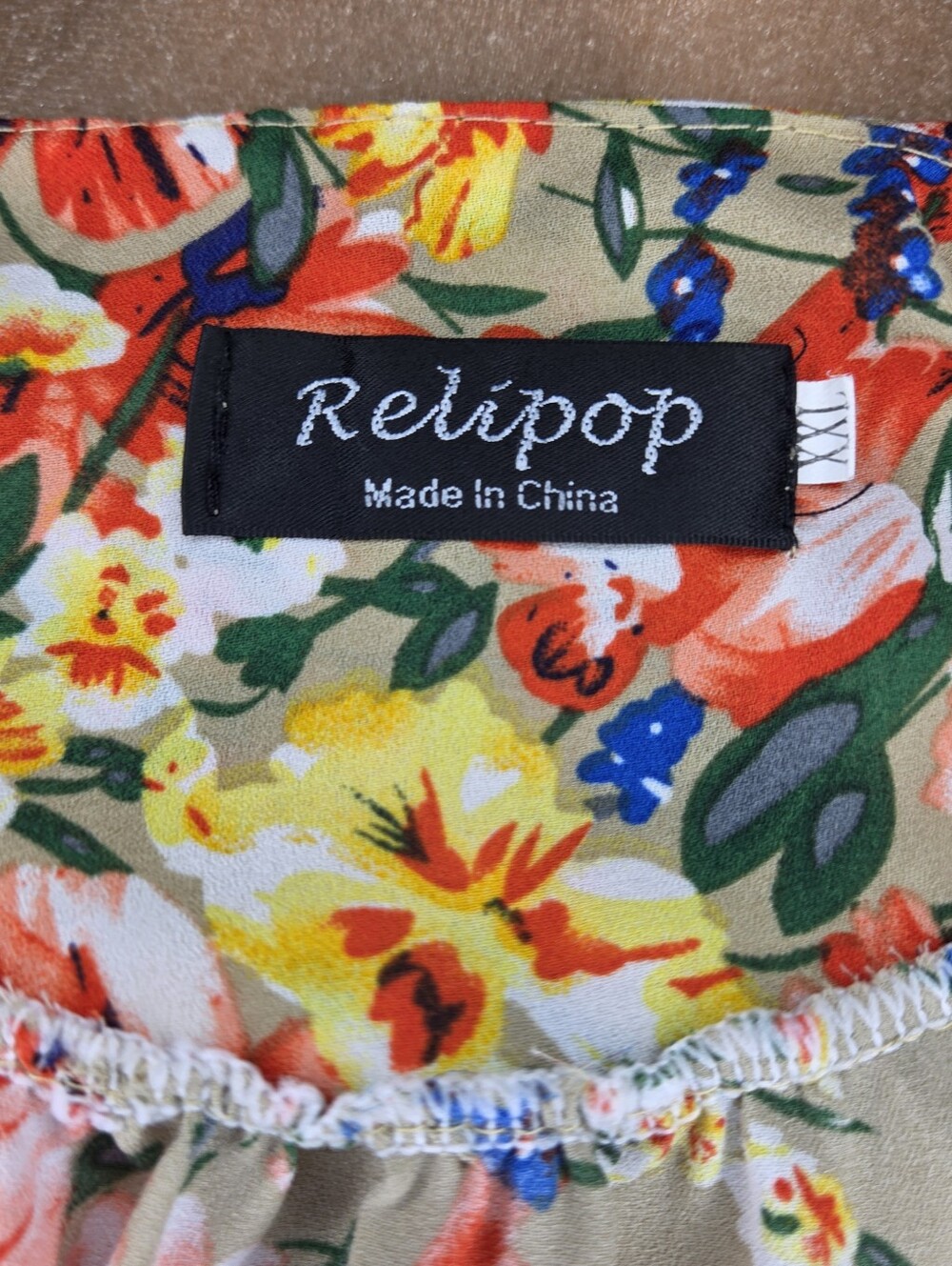 Relipop Floral 2X Lace-Trim Beige Kimono Top - Picture 4 of 6